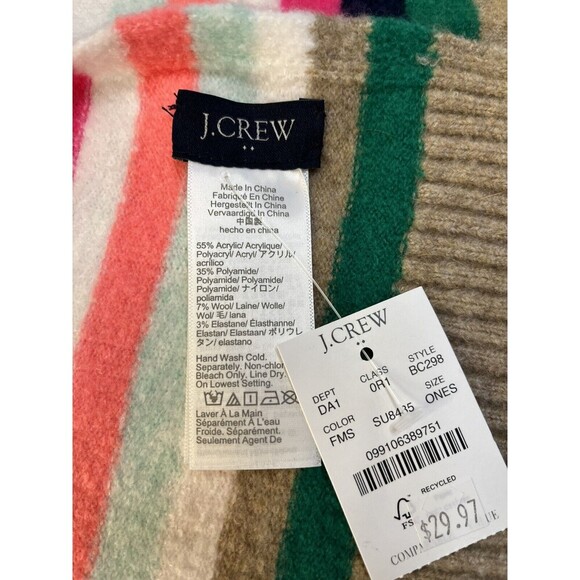 J.Crew Women's Extra soft Colorful Striped Scarf One SZ New With Tags - Picture 2 of 2